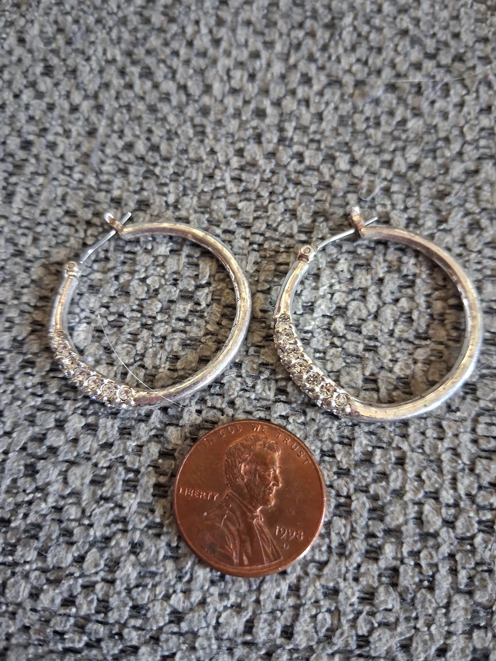 Silver Hoop Earrings with Pave Crystals - Elegant Women Jewelry